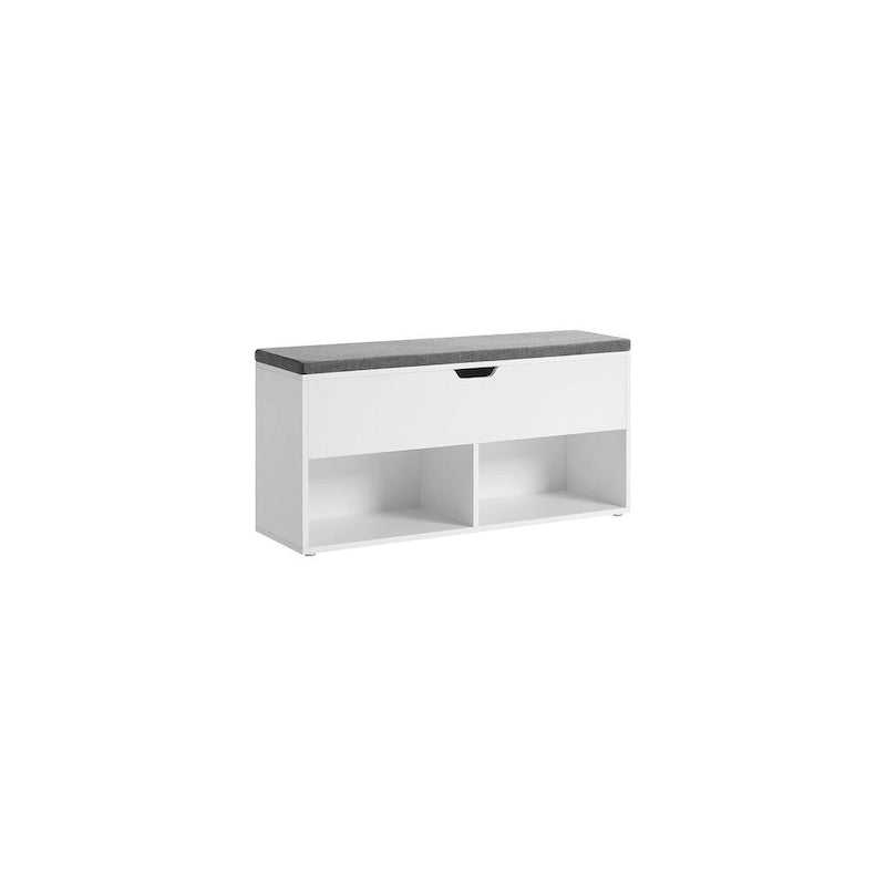 Banc d'entrée de rangement pour chaussures en bois gris avec siège rembourré - 30P x 100L x 48H