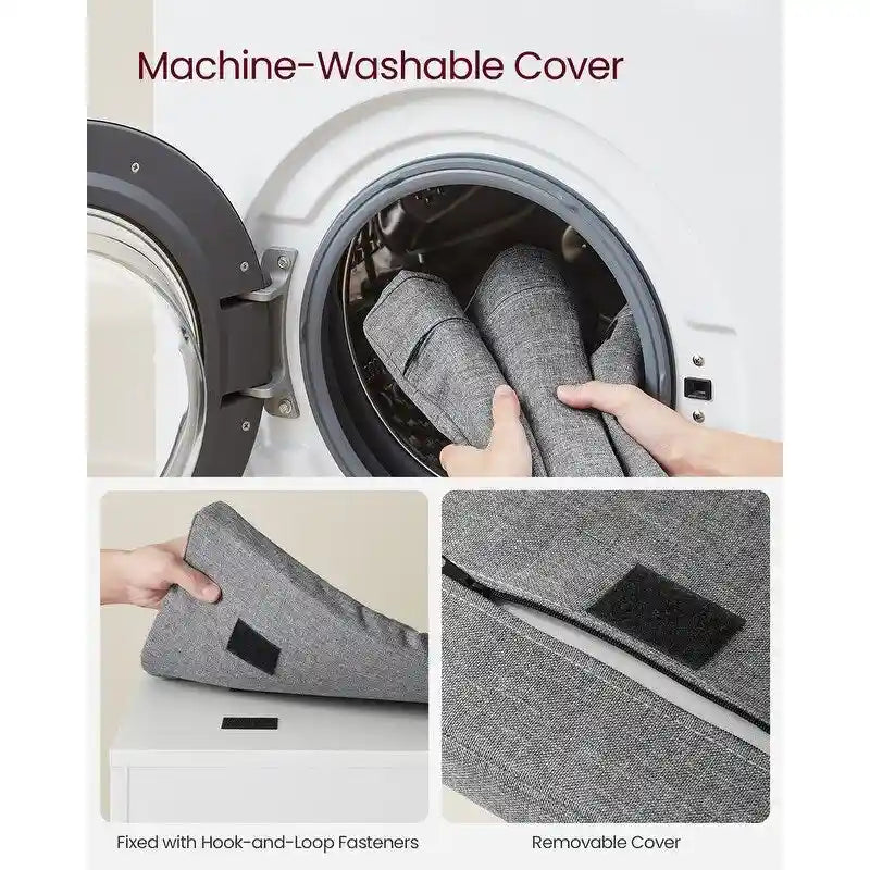 Banc d'entrée de rangement pour chaussures en bois gris avec siège rembourré - 30P x 100L x 48H