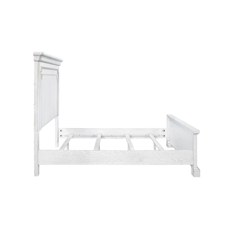 Lit en panneaux de bois, Blanc brume