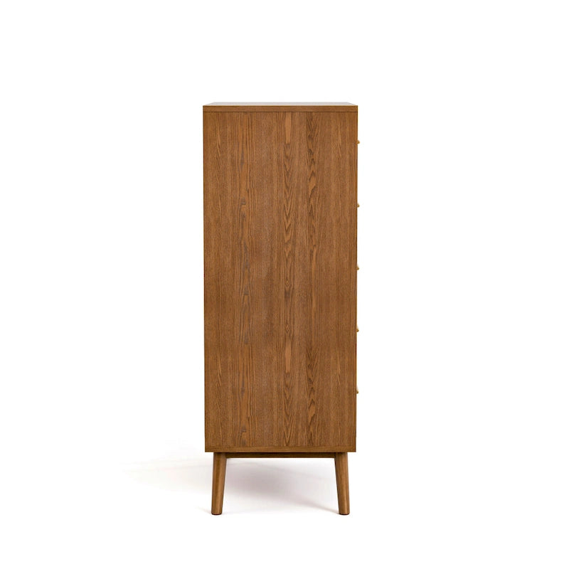 Commode à 5 tiroirs en noyer du milieu du siècle avec tiroirs emboîtables