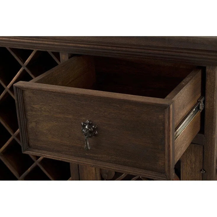 Meuble à vin sur pied fait main en bois de grange massif recyclé et quincaillerie en fer forgé pour intérieur, hauteur 40 pouces - S.O.