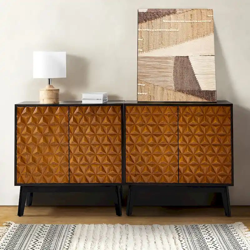 Ensemble de 2 bahuts de rangement d'appoint à 2 portes pleines Jakob Modern avec étagère réglable par HULALA HOME