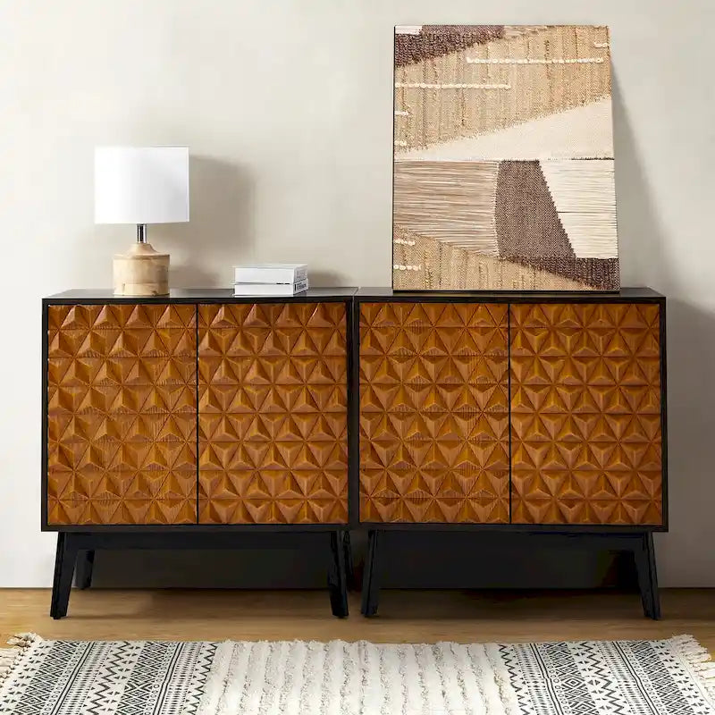 Ensemble de 2 bahuts de rangement d'appoint à 2 portes pleines Jakob Modern avec étagère réglable par HULALA HOME