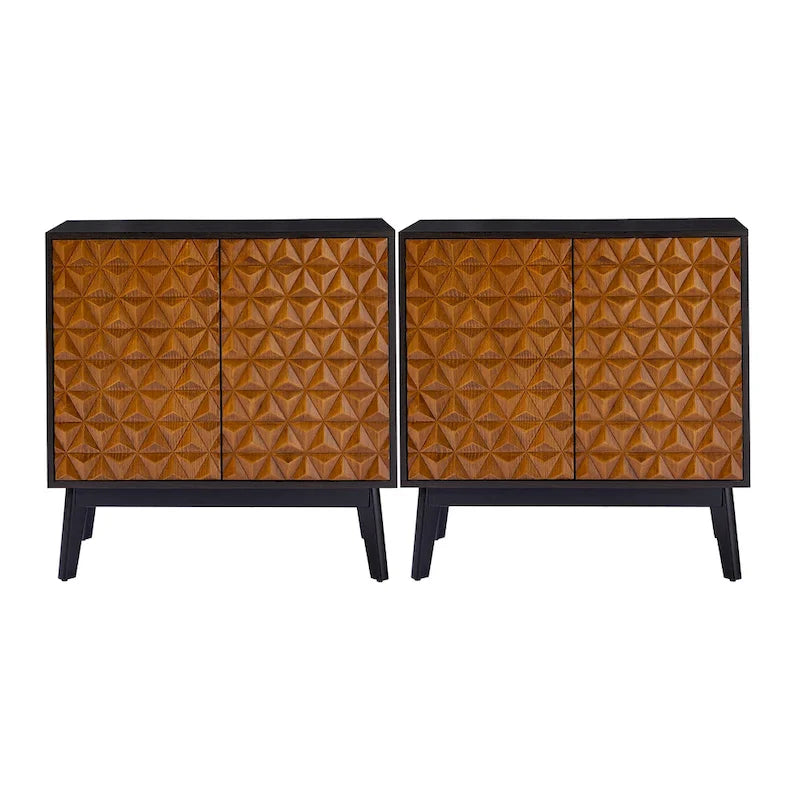 Ensemble de 2 bahuts de rangement d'appoint à 2 portes pleines Jakob Modern avec étagère réglable par HULALA HOME