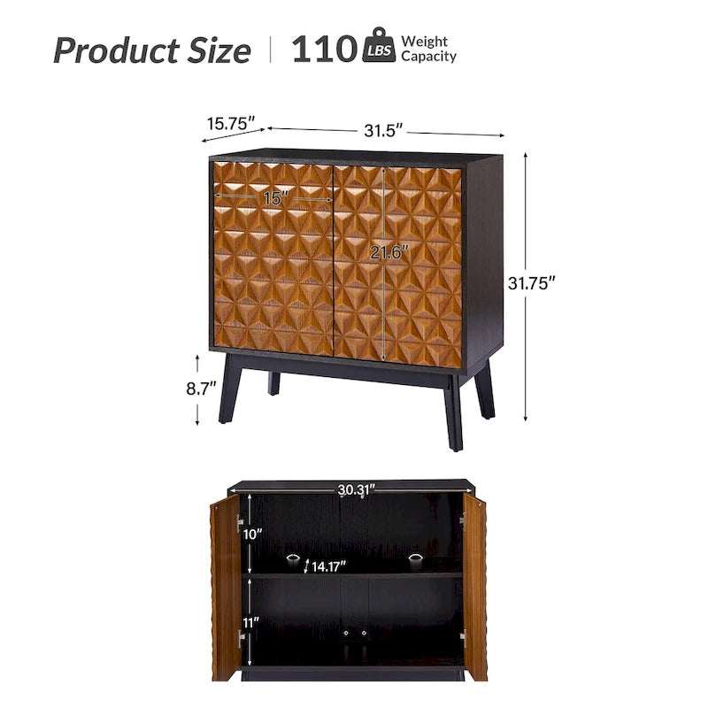 Ensemble de 2 bahuts de rangement d'appoint à 2 portes pleines Jakob Modern avec étagère réglable par HULALA HOME