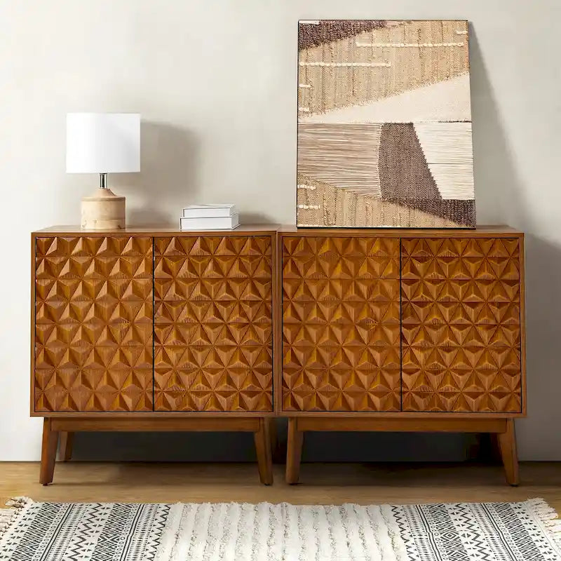 Ensemble de 2 bahuts de rangement d'appoint à 2 portes pleines Jakob Modern avec étagère réglable par HULALA HOME