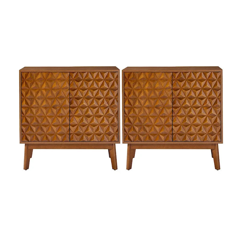 Ensemble de 2 bahuts de rangement d'appoint à 2 portes pleines Jakob Modern avec étagère réglable par HULALA HOME