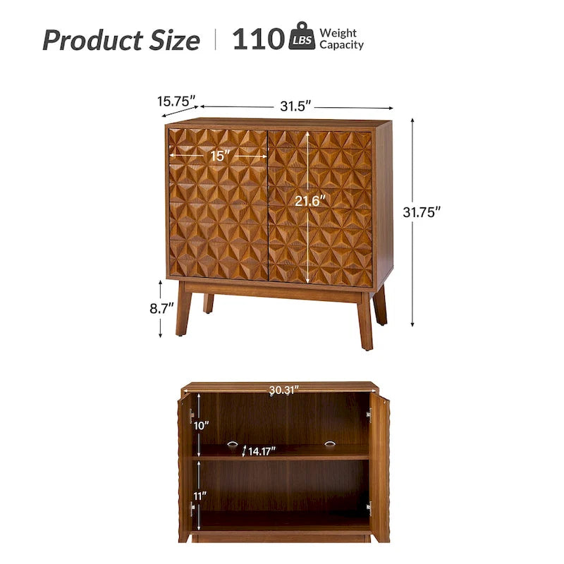 Ensemble de 2 bahuts de rangement d'appoint à 2 portes pleines Jakob Modern avec étagère réglable par HULALA HOME