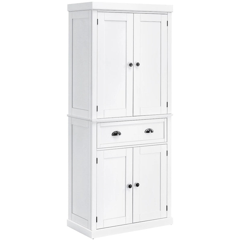 Meuble de rangement de cuisine autoportant de 72 po, armoire de rangement haute avec 2 placards à portes, 2 tiroirs et étagères réglables