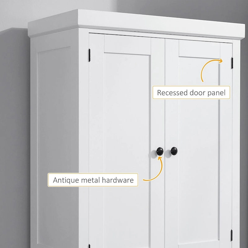Meuble de rangement de cuisine autoportant de 72 po, armoire de rangement haute avec 2 placards à portes, 2 tiroirs et étagères réglables