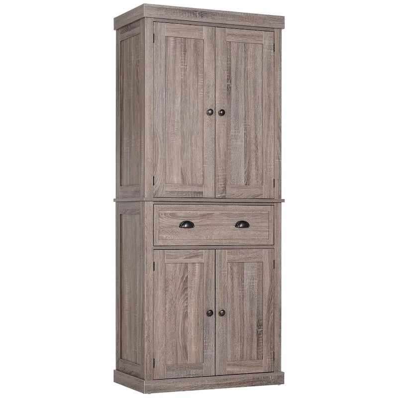 Meuble de rangement de cuisine autoportant de 72 po, armoire de rangement haute avec 2 placards à portes, 2 tiroirs et étagères réglables