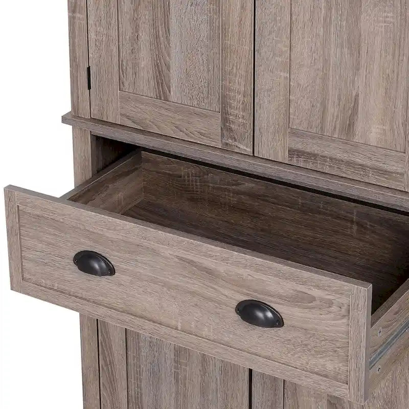 Meuble de rangement de cuisine autoportant de 72 po, armoire de rangement haute avec 2 placards à portes, 2 tiroirs et étagères réglables