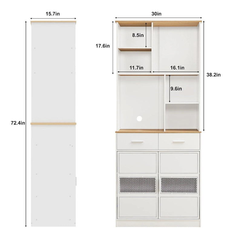 Buffet de rangement pour garde-manger, Armoire de cuisine autoportante, Grand placard de rangement pour cuisine, salle de bain, salon, bureau