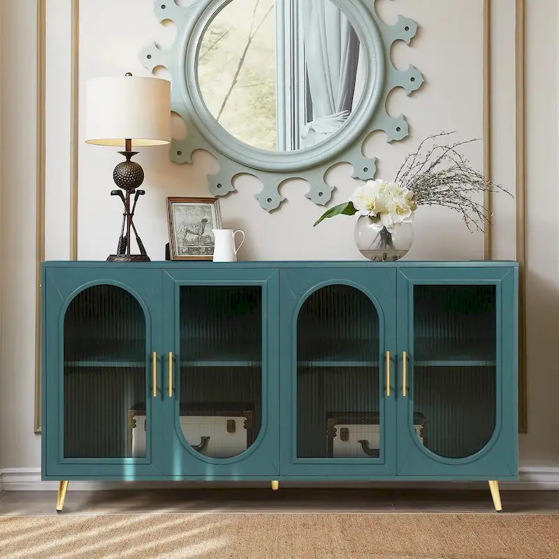 Meuble TV de 59,8 po avec meuble de rangement et tablettes réglables - N/A