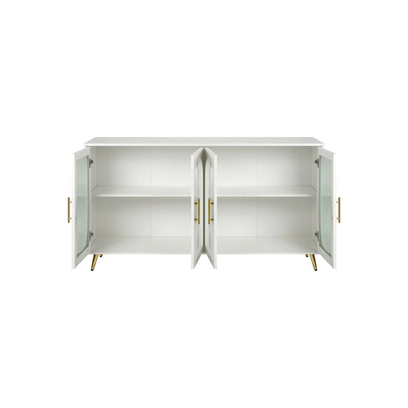 Meuble TV de 59,8 po avec meuble de rangement et tablettes réglables - N/A