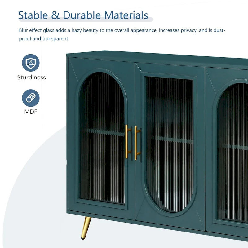 Meuble TV de 59,8 po avec meuble de rangement et tablettes réglables - N/A