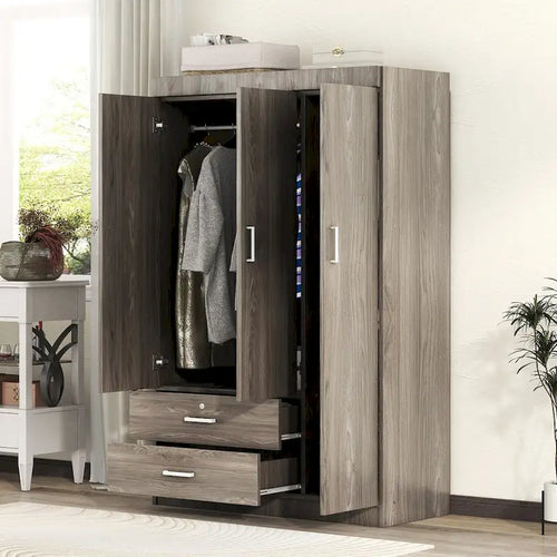 Armoire en bois 3 portes avec tiroirs - S.O.