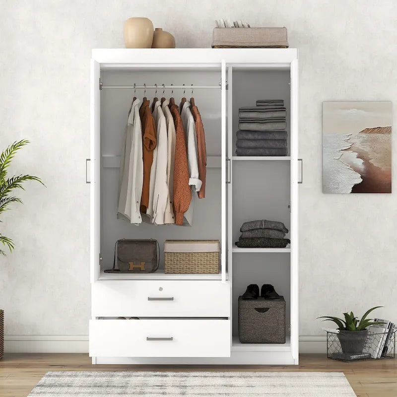 Armoire en bois 3 portes avec tiroirs - S.O.