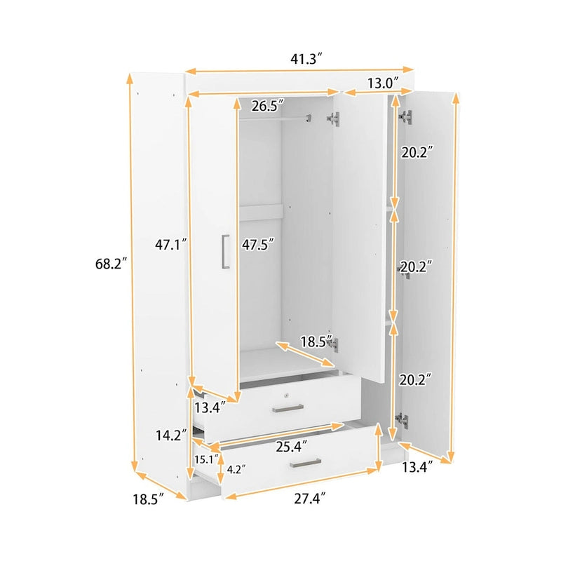 Armoire en bois 3 portes avec tiroirs - S.O.