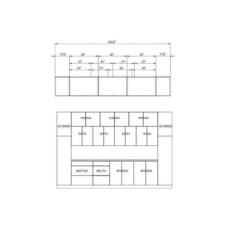 Collection Cuisine Luxe Coloris Blanc Mat Taille de Base 3,65m de large - 143x24