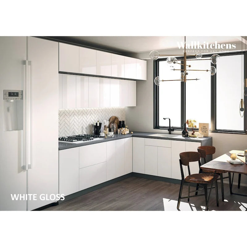 Collection Kitchen Radiance Blanc Brillant Coloris Socle Taille 9 pi de large - 108x85