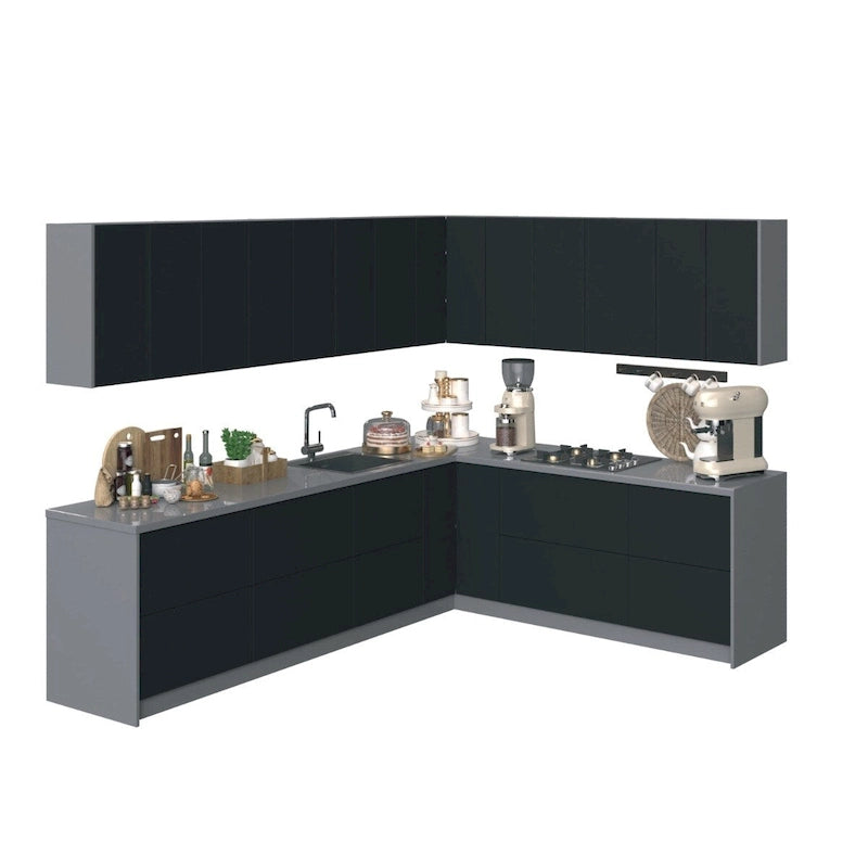 Collection culinaire de cuisine, couleur noire, base de 10 pieds de large - 94x120