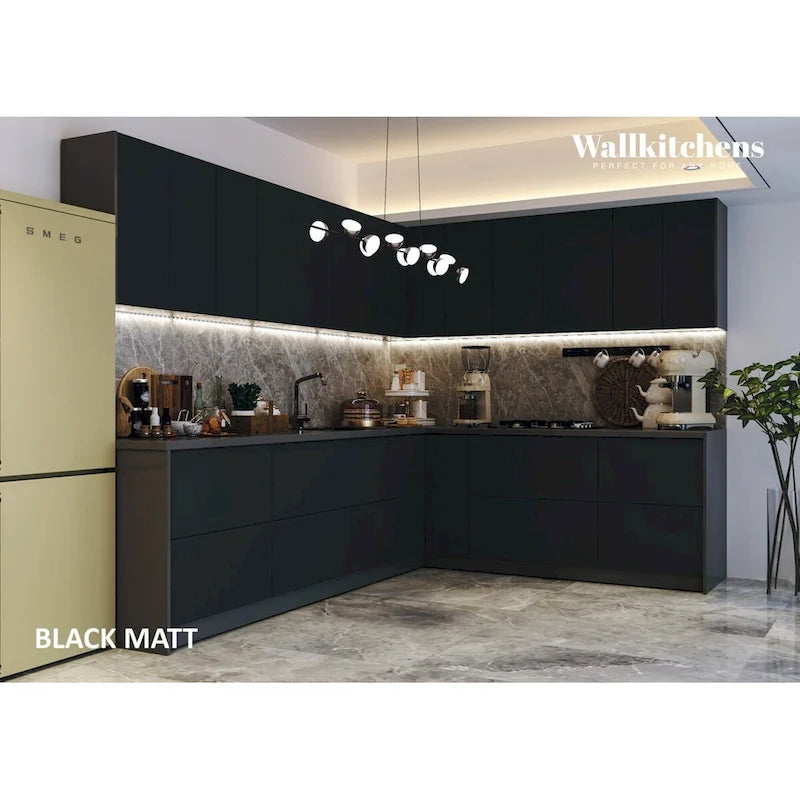 Collection culinaire de cuisine, couleur noire, base de 10 pieds de large - 94x120