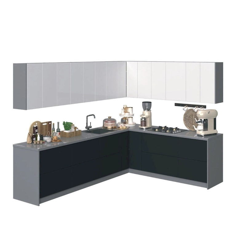 Collection culinaire de cuisine, couleur noire, base de 10 pieds de large - 94x120