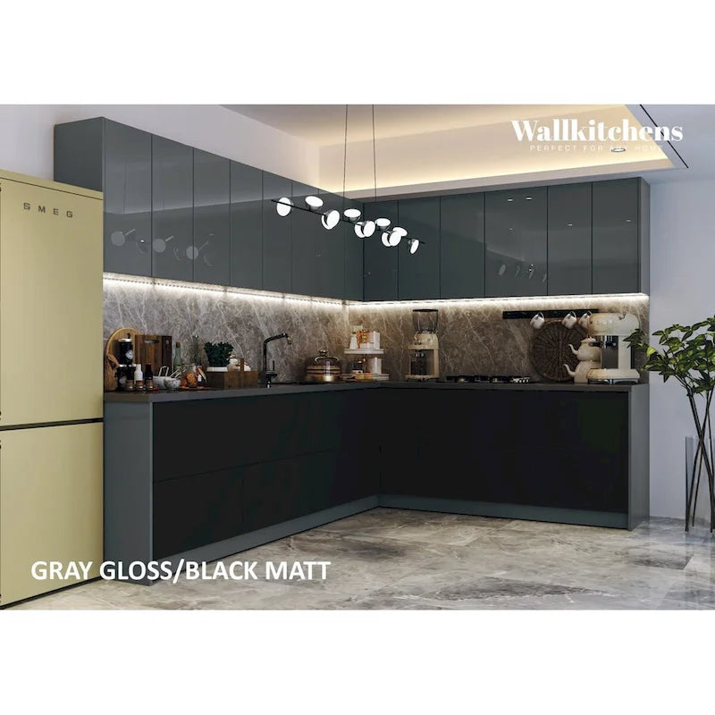 Collection culinaire de cuisine, couleur noire, base de 10 pieds de large - 94x120