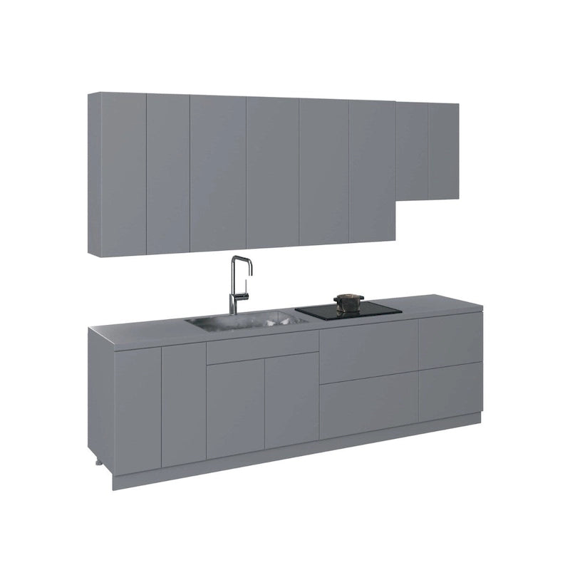 Cuisine Collection contemporaine Gris et blanc Brillant Taille de la base 9,5 pieds de large - 114x24