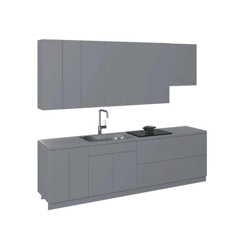Cuisine Collection contemporaine Gris et blanc Brillant Taille de la base 9,5 pieds de large - 114x24