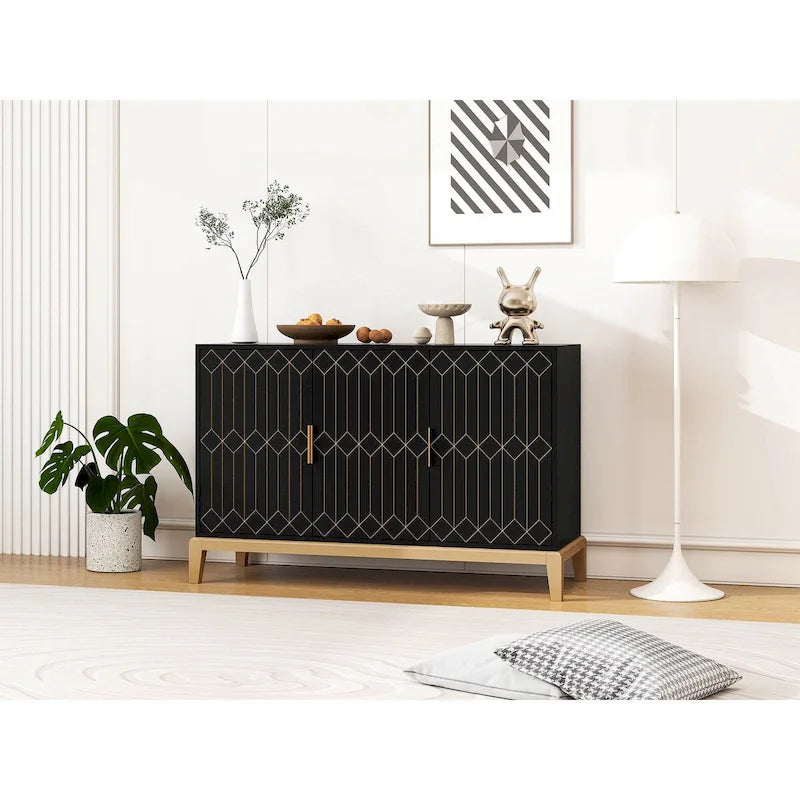 Armoire de rangement à 3 portes, buffet avec étagère réglable