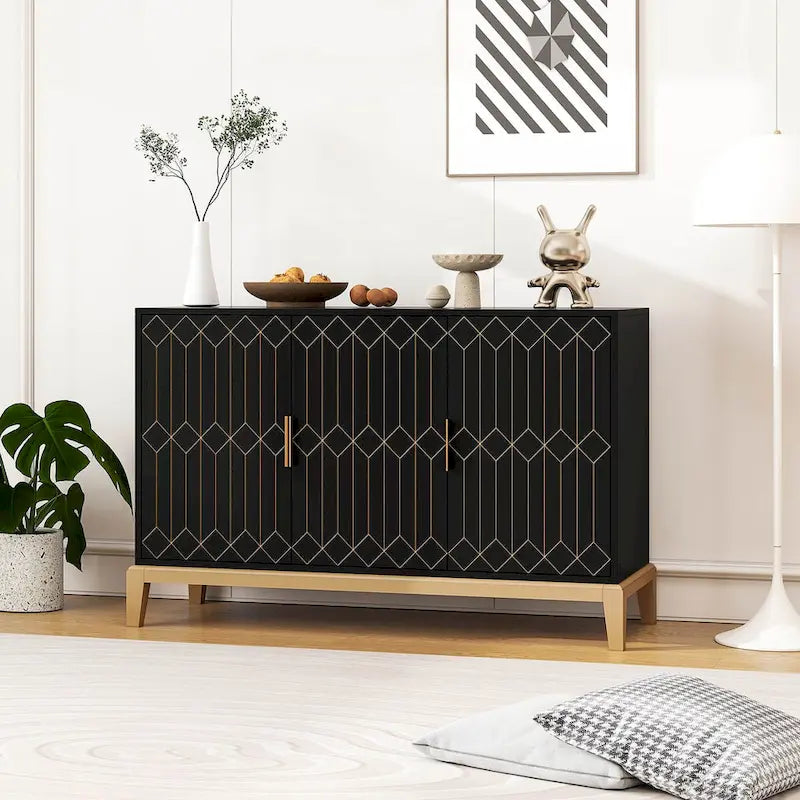 Armoire de rangement à 3 portes, buffet avec étagère réglable