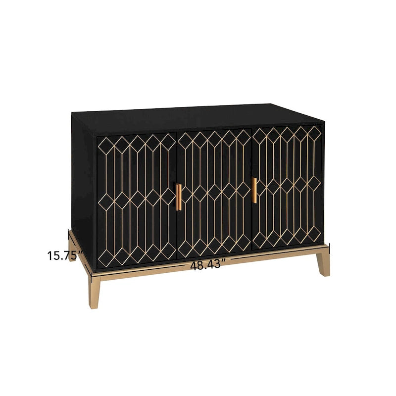 Armoire de rangement à 3 portes, buffet avec étagère réglable