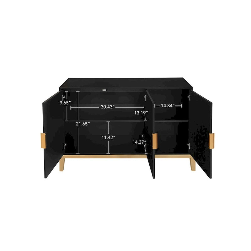 Armoire de rangement à 3 portes, buffet avec étagère réglable