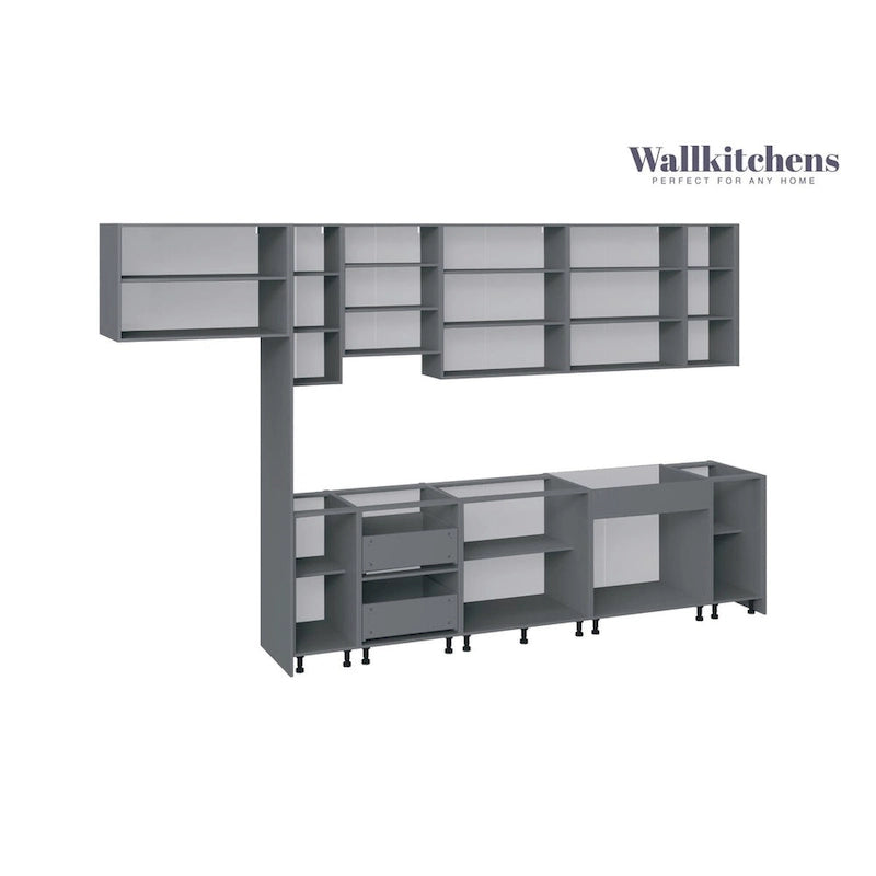 Cuisine Collection Intemporelle Gris et Blanc Brillant Taille du Meuble Bas 13 pieds de large - 157x24