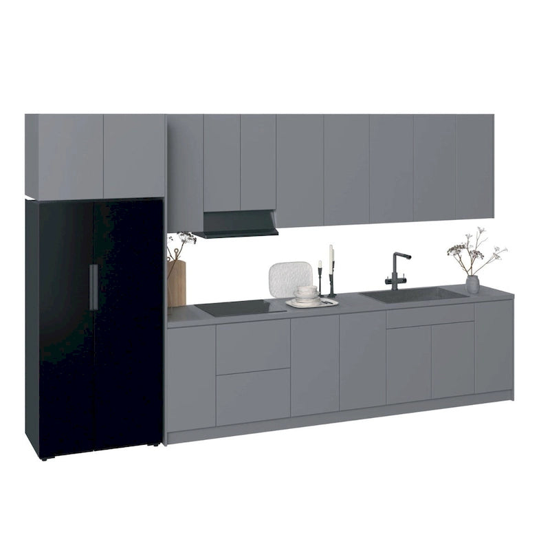 Cuisine Collection Intemporelle Gris et Blanc Brillant Taille du Meuble Bas 13 pieds de large - 157x24