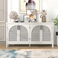 Buffet avec grand espace de rangement et porte en rotin synthétique - N/A