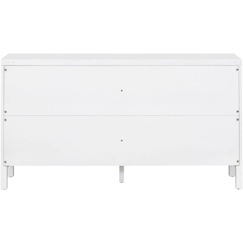 Buffet avec grand espace de rangement et porte en rotin synthétique - N/A