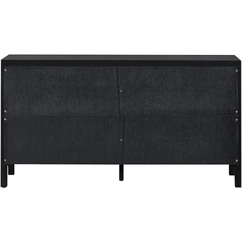 Buffet avec grand espace de rangement et porte en rotin synthétique - N/A