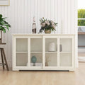 Meuble de cuisine de rangement avec porte en verre - Blanc - N/A