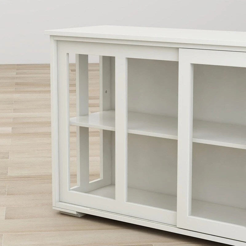 Meuble de cuisine de rangement avec porte en verre - Blanc - N/A