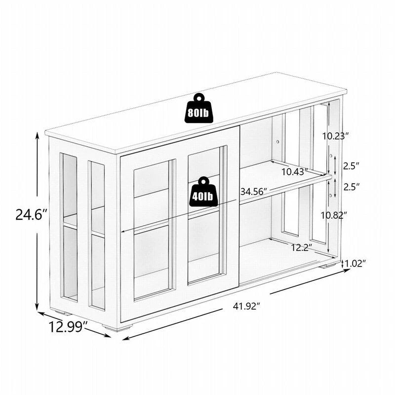 Meuble de cuisine de rangement avec porte en verre - Blanc - N/A