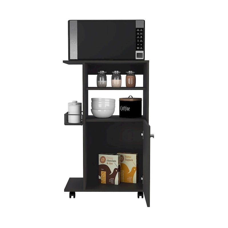 Chariot de cuisine Kryot, meuble à une porte, quatre roulettes, finition blanche, haute qualité et durable