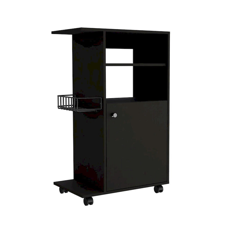 Chariot de cuisine Kryot, meuble à une porte, quatre roulettes, finition blanche, haute qualité et durable