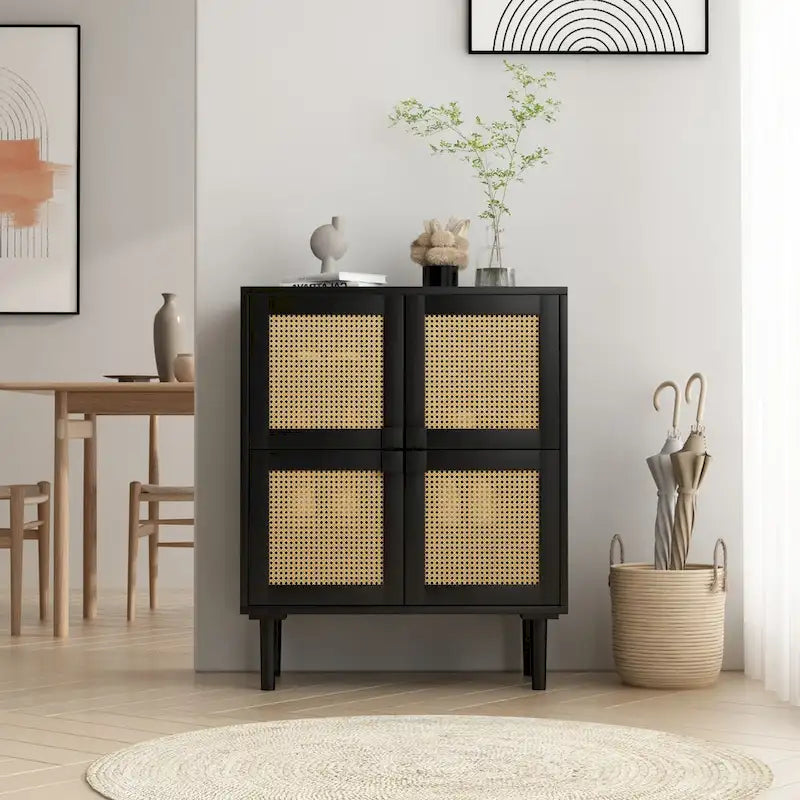 Meuble de rangement en rotin et cannage - S.O.