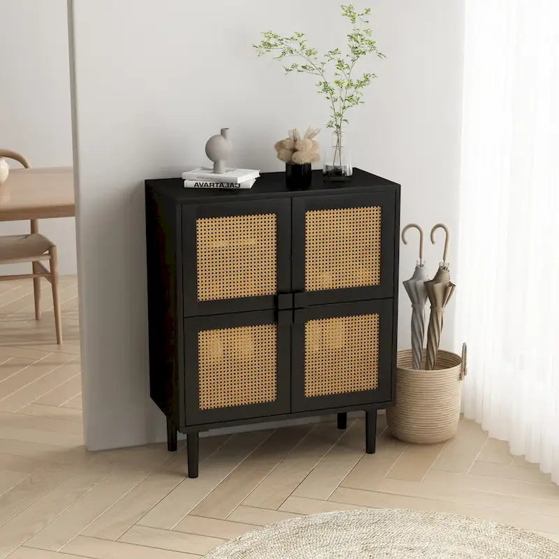 Meuble de rangement en rotin et cannage - S.O.