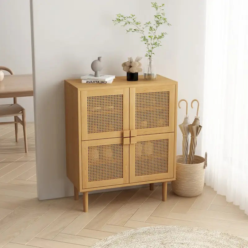 Meuble de rangement en rotin et cannage - S.O.