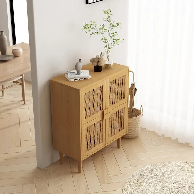 Meuble de rangement en rotin et cannage - S.O.