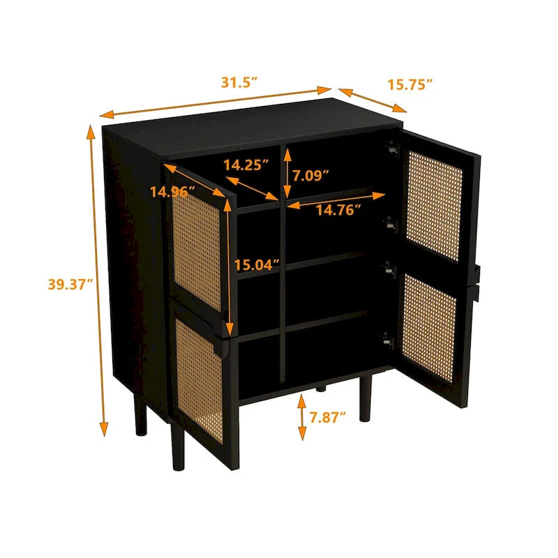 Meuble de rangement en rotin et cannage - S.O.